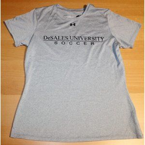 DeSales University bulldogs Soccer Shirt Top Women Small Under Armour Loose Gray